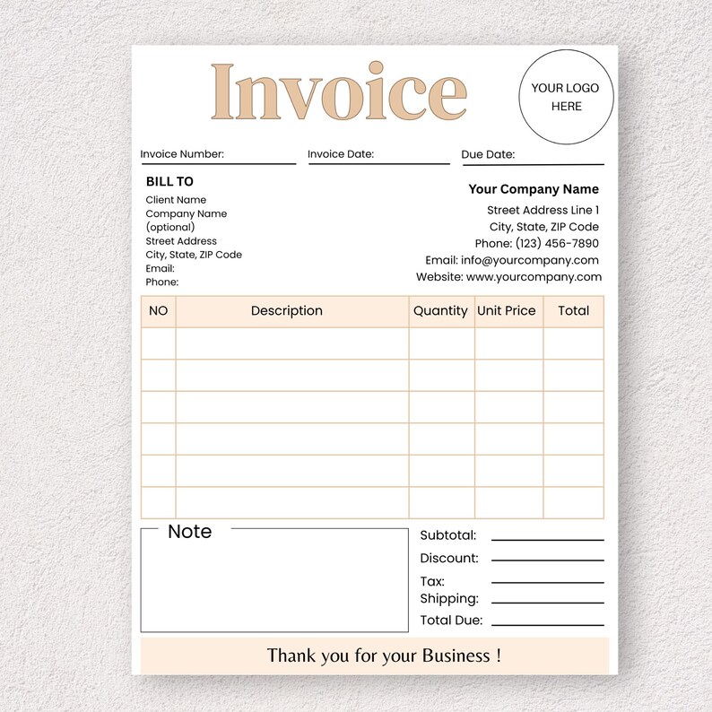 Editable Invoice Template: Canva & PDF, Small Business Form (US Letter ...