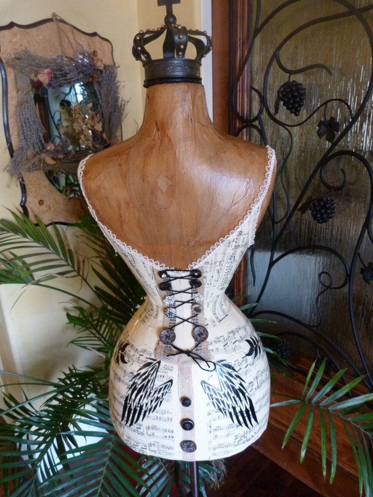 Vintage Inspired Dress Form Mannequin Monogram Wasp Waist Angel Wings ...