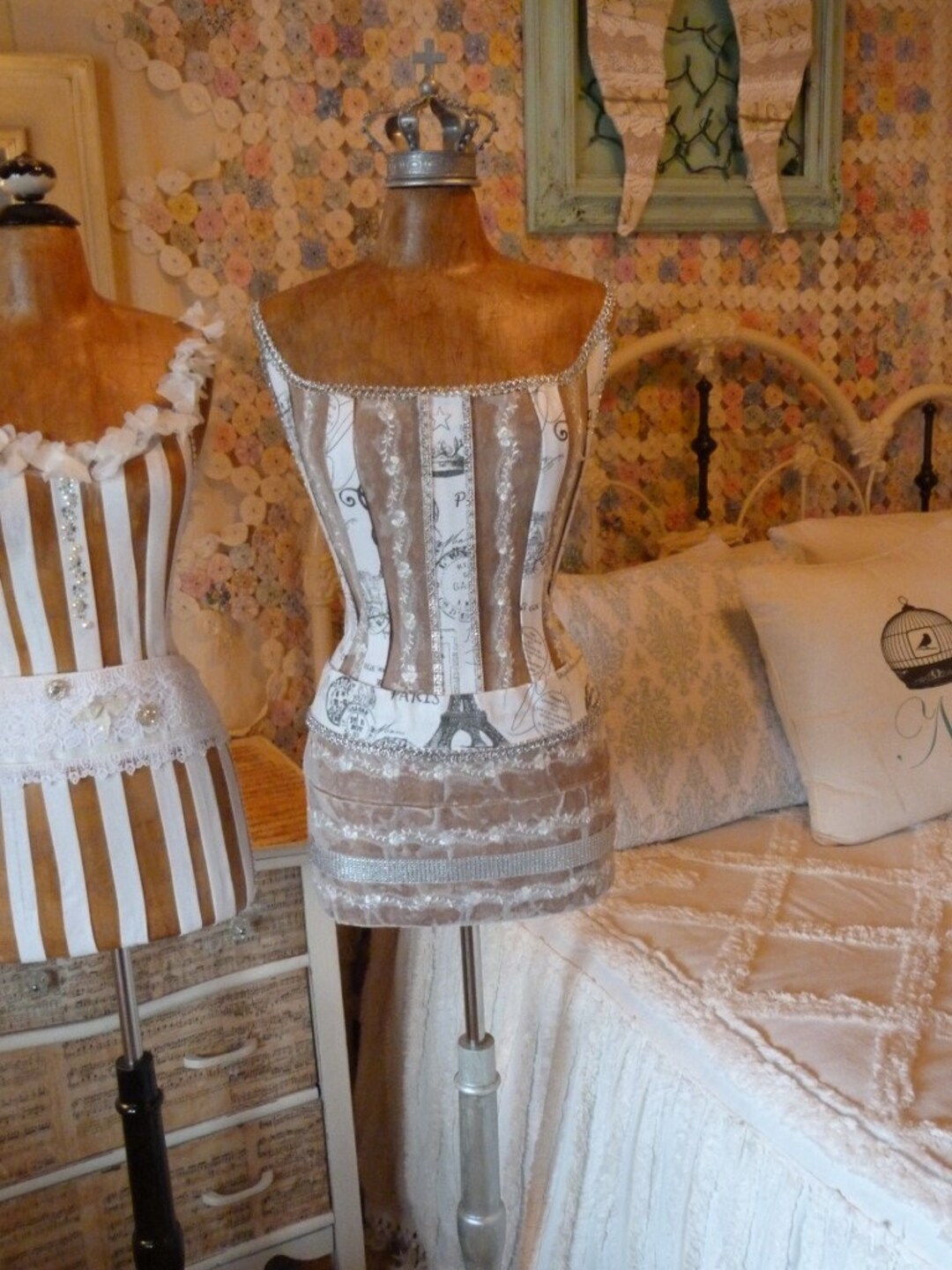 Vintage Inspired French Paris Dress Form Mannequin Gray and off White ...