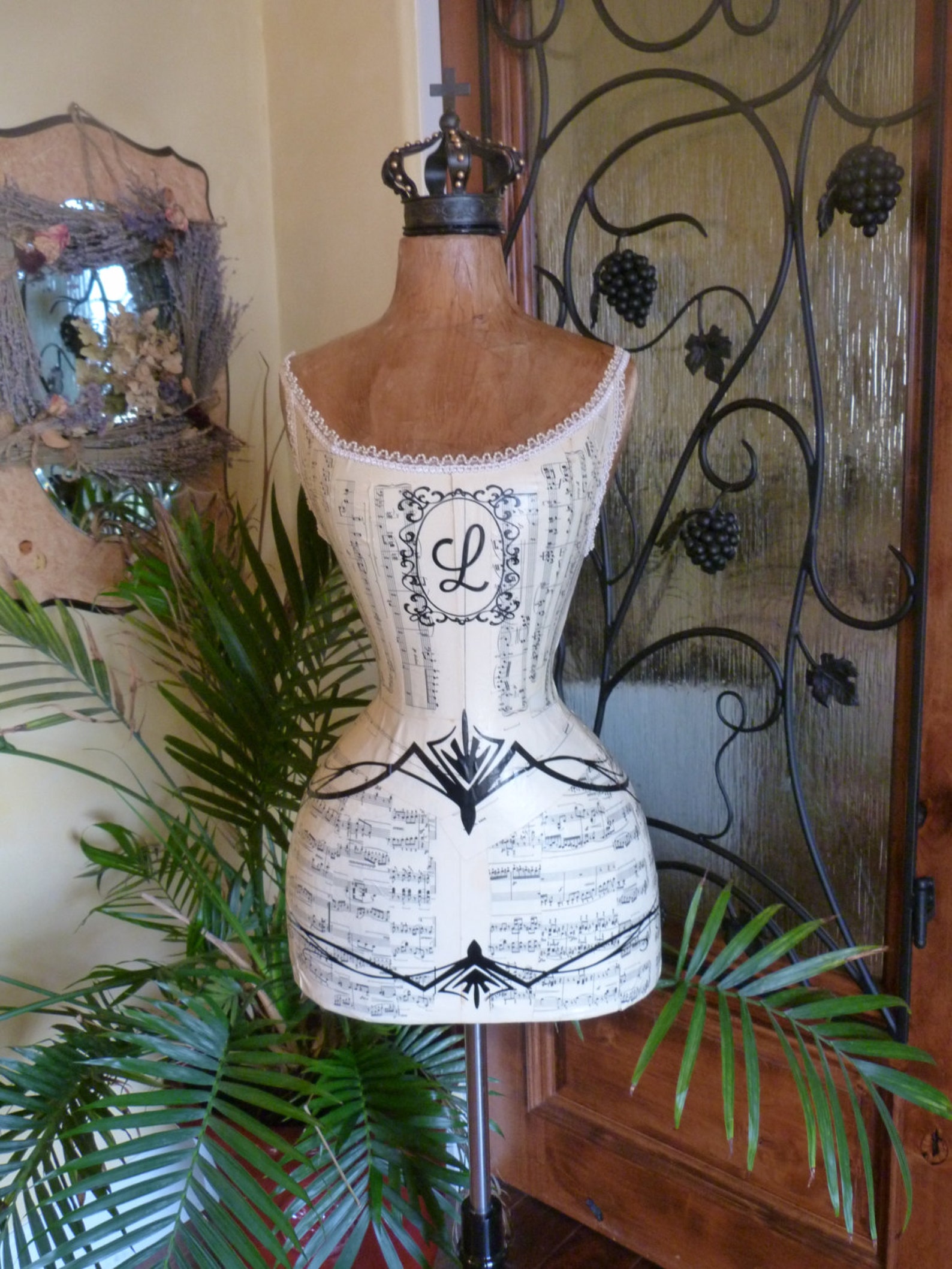 Vintage Inspired Dress Form Mannequin Monogram Wasp Waist Angel Wings ...