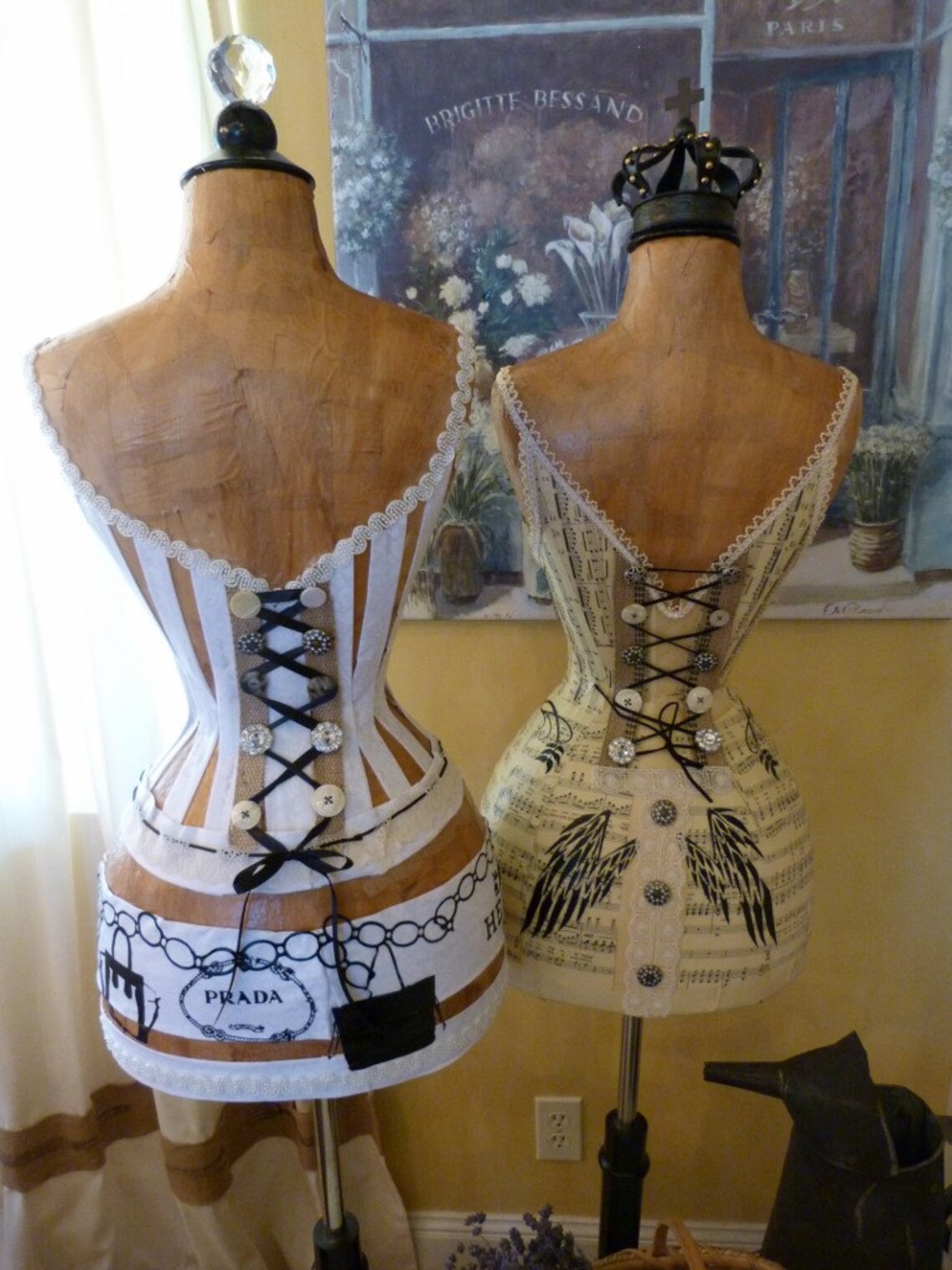 Vintage Inspired Dress Form Mannequin Monogram Wasp Waist Angel Wings ...