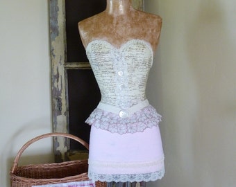 Make Mine Pink Girly Girl Dress Form Mannequin French Script Lace Free Ship & Layaway Available