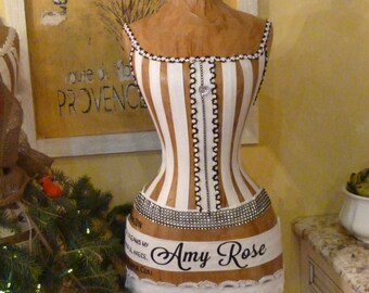 OOAK Vintage Inspired Dress Form Mannequin Black and White Gift Home Decor Teen Girl Customization FREESHIP & LAYAWAY