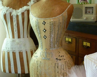 Vintage Inspired Wasp Waist Mannequin Dress Form Glitter Crystal Bling Full Size Romantic FREE SHIP LAYAWAY