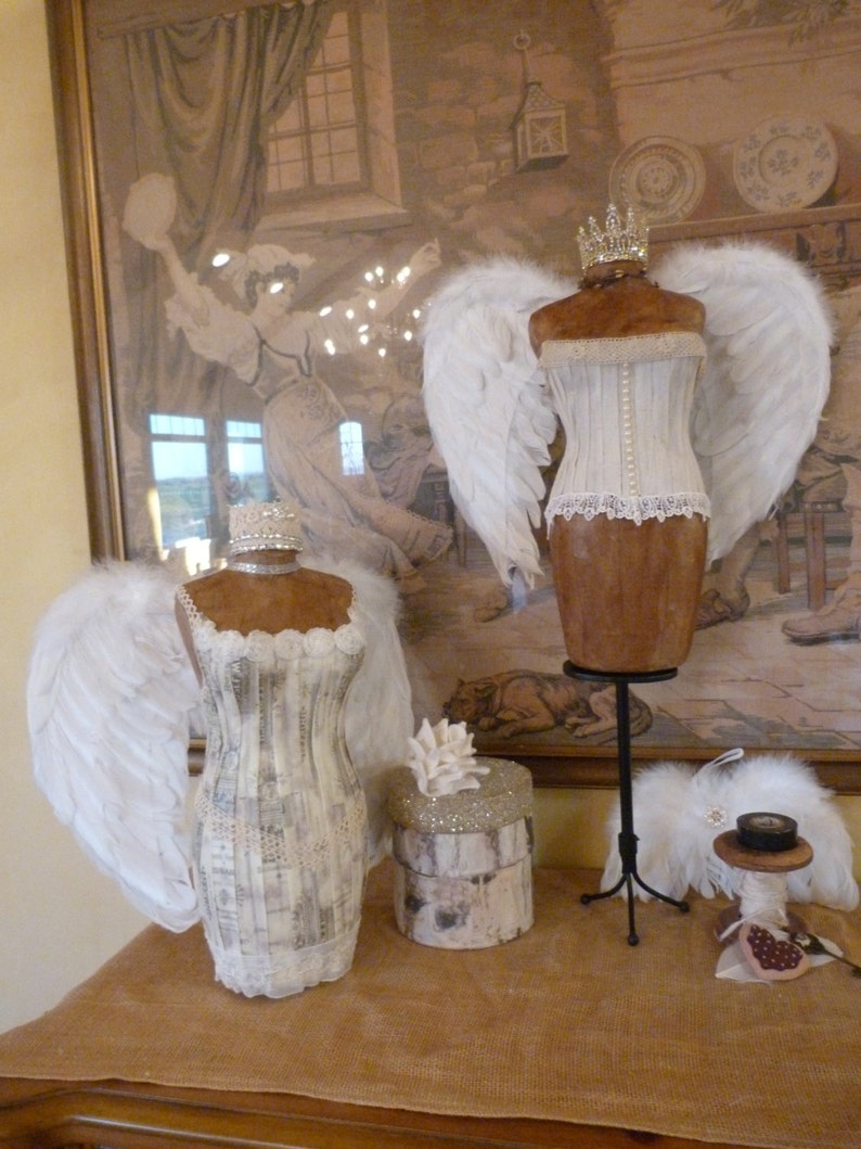 Vintage Inspired Tabletop Dress Form Angel Wings Bridal Shower Etsy