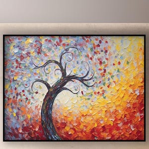 Árbol de la Vida: Pintura ritual, objetos religiosos, 100% pintado a mano, pintura al óleo abstracta texturizada, decoración de pared, obra de arte al óleo para el hogar moderno.