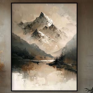 Abstract Snowy Mountain Landscape, 100% Hand Painted ,Textured Abstract Oil Painting, Wall Decor, Original Oil Artwork for Home or Office