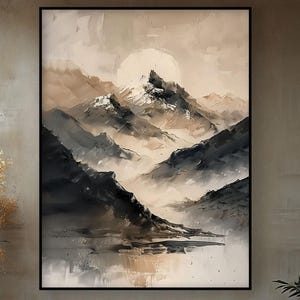 Abstract Snowy Mountain Landscape, 100% Hand Painted ,Textured Abstract Oil Painting, Wall Decor, Original Oil Artwork for Home or Office