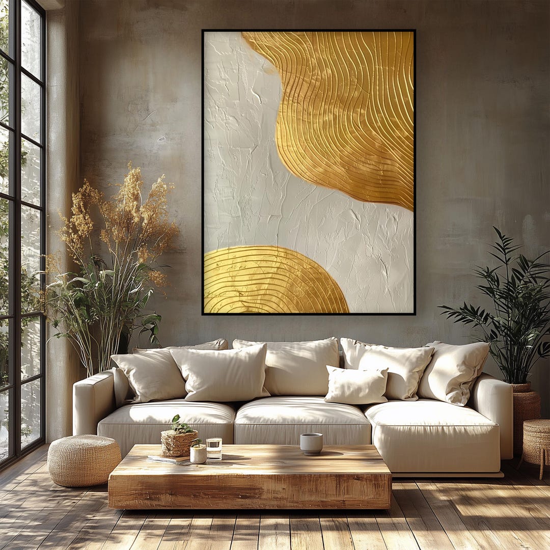 Gold Leaf Abstract Oil Painting, Textured White Design, Modern Art - Etsy