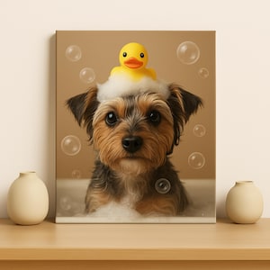 Bathroom Pet Portrait | Dog in Bathtub Print | Custom Pet Portrait | Custom Dog Portrait | Custom Cat Portrait | Bathroom Wall Art