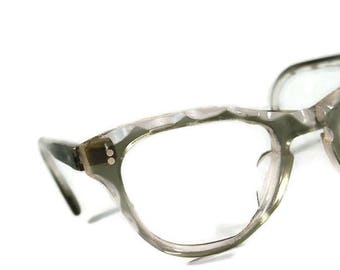 Vintage 50s Women's Olive HornRim Cateye Eyeglasses Eyewear NOS  Shelf#179