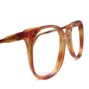 Vintage 80s Big Lens Red Tortoise HornRim Cateye Eyeglasses Eyewear Frame NOS   Shelf #164
