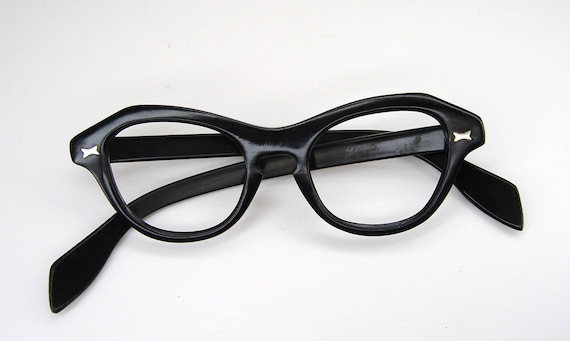 Vintage Black Horn Rim Cateye Eyeglasses Eyewear … - image 4