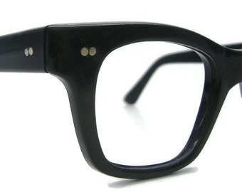 Vintage Mens Black Hornrim Eyeglasses #379