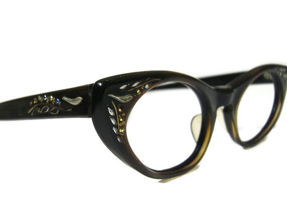 Vintage 60s Eyeglasses Eyewear With Rhinestones F… - image 1