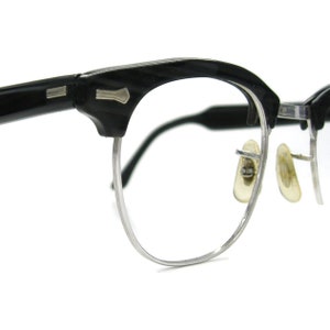 Vintage Shuron Mens Black Wood Grain Eyeglass Frame #394
