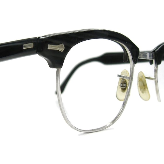 Vintage Shuron Mens Black Wood Grain Eyeglass Fram
