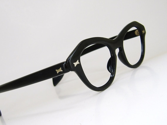 Vintage Black Horn Rim Cateye Eyeglasses Eyewear … - image 2