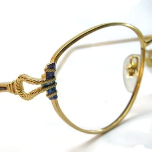 Vintage Gold 80s Cateye Eyeglasses Eyewear With BluishPurple Stone Looking Accents Frame France NOS  Shelf #48