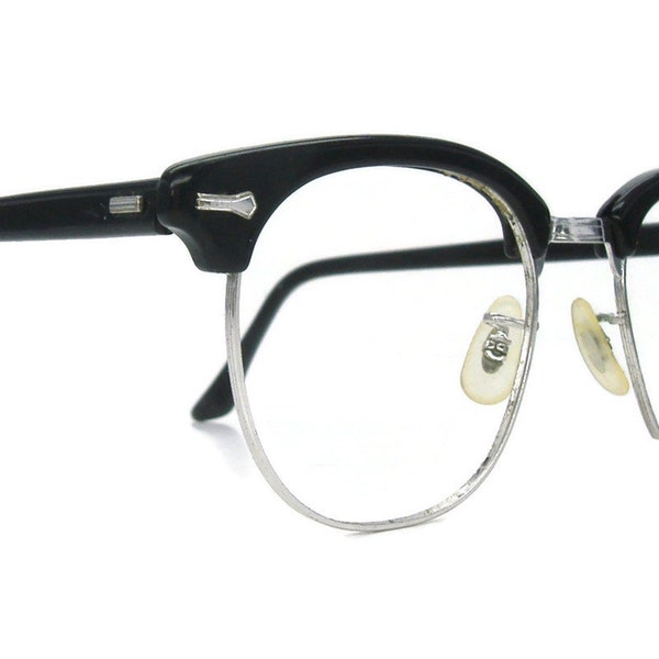 Vintage Mens Shuron Black Hornrim Eyeglasses #370