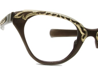 Vintage Brown Tura Womens Eyeglasses Wth Gold Accents #339