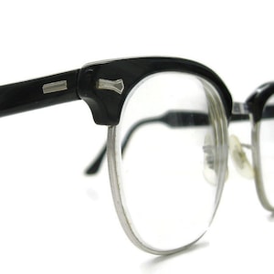 Vintage Mens Black Charcoal Shuron Hornrim Eyeglasse Sunglass Frames #366