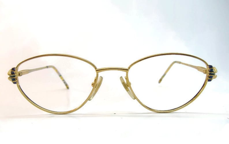 Vintage Gold 80s Cateye Eyeglasses Eyewear With Bluishpurple - Etsy