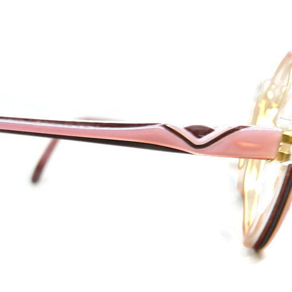 Vintage 80s Pink Big Lens Cateye Eyeglasses Eyewear NOS Frame France  Shelf #103