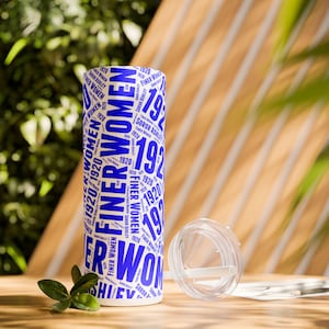 Personalized Finer Women Skinny Tumbler, Blue and White Tumbler, Zeta Phi Beta Gift, Sorority Gift, Probate Gift - Custom Drinkware,