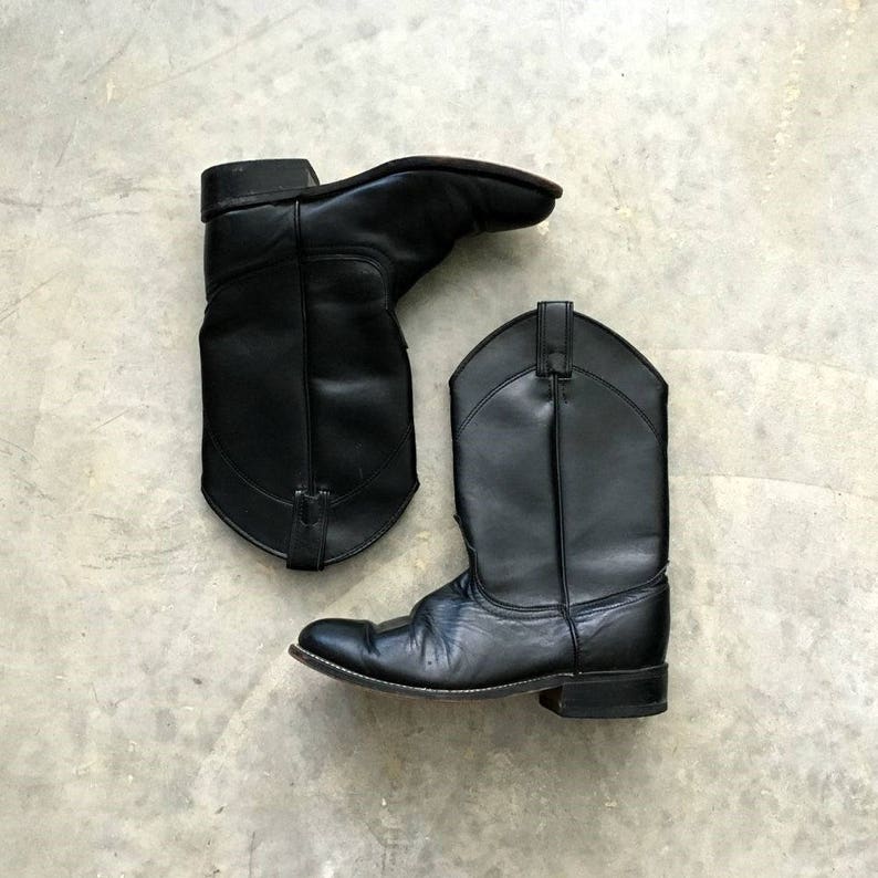 size 7 laredo vintage black leather cowboy boots for women