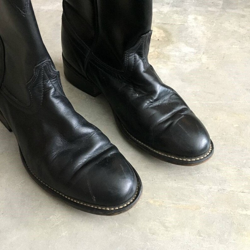 size 7 laredo vintage black leather cowboy boots for women