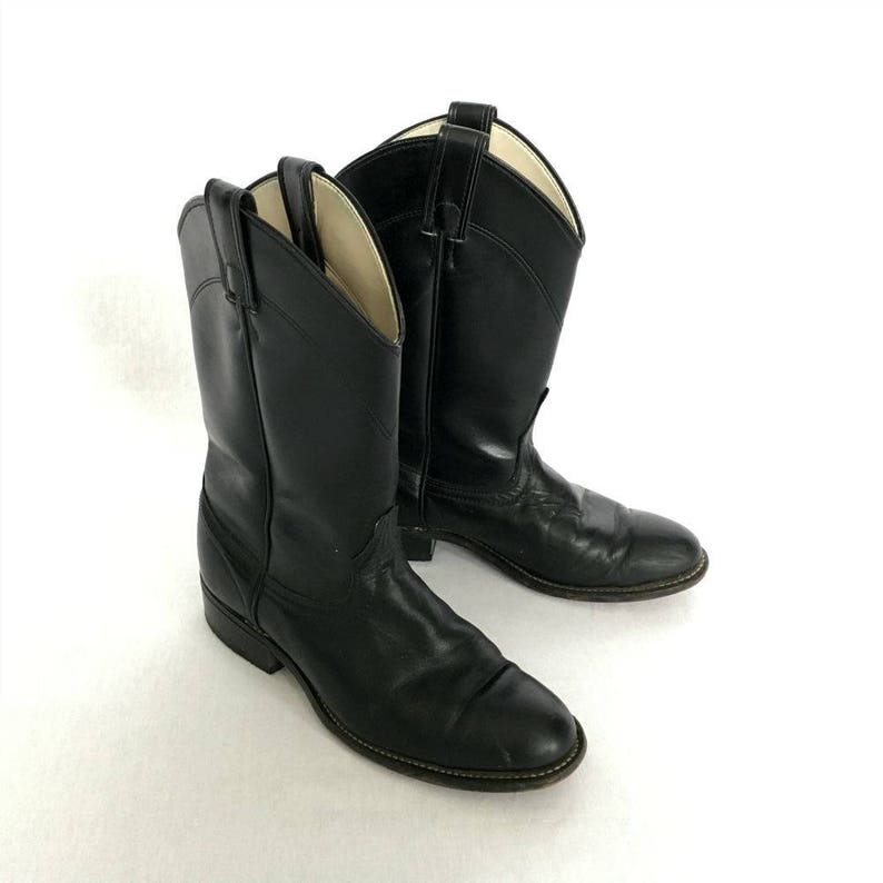 size 7 laredo vintage black leather cowboy boots for women