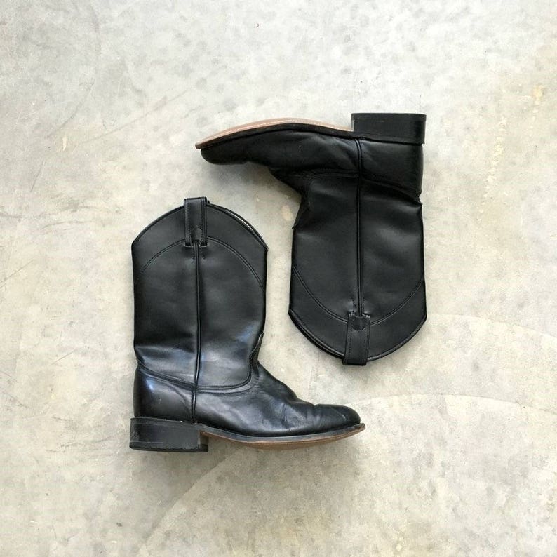 size 7 laredo vintage black leather cowboy boots for women