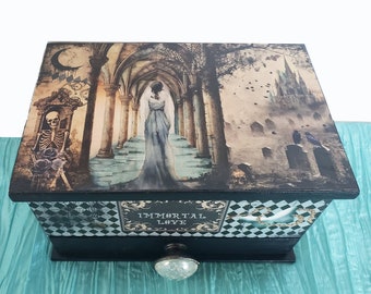 Jewelry Box  Immortal Love Mystic, Celestial, Occult, Gothic, Skulls, Castle, Snakes, Witch, Keepsake, Victorian, Spooky, Cobwebs