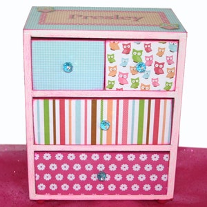 Jewelry Box Personalized Girl Cute Hoot Owl Hot Pink, Lime Green and Turquoise image 3