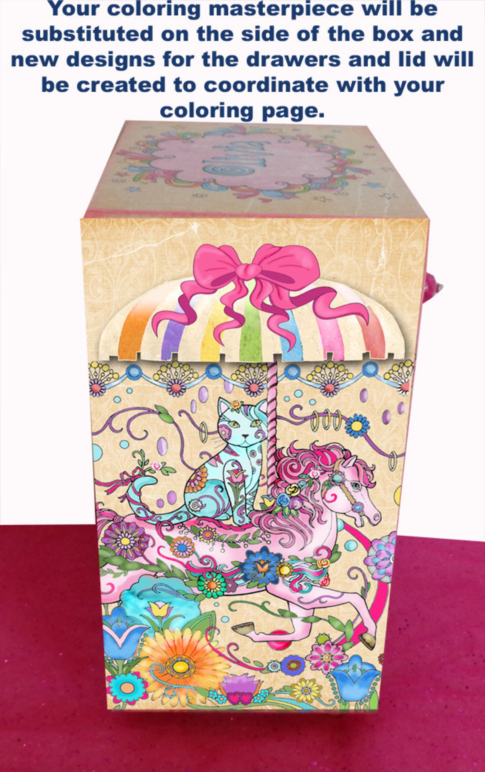 Girls Personalized Jewelry Box Designed With Your Coloring Etsy