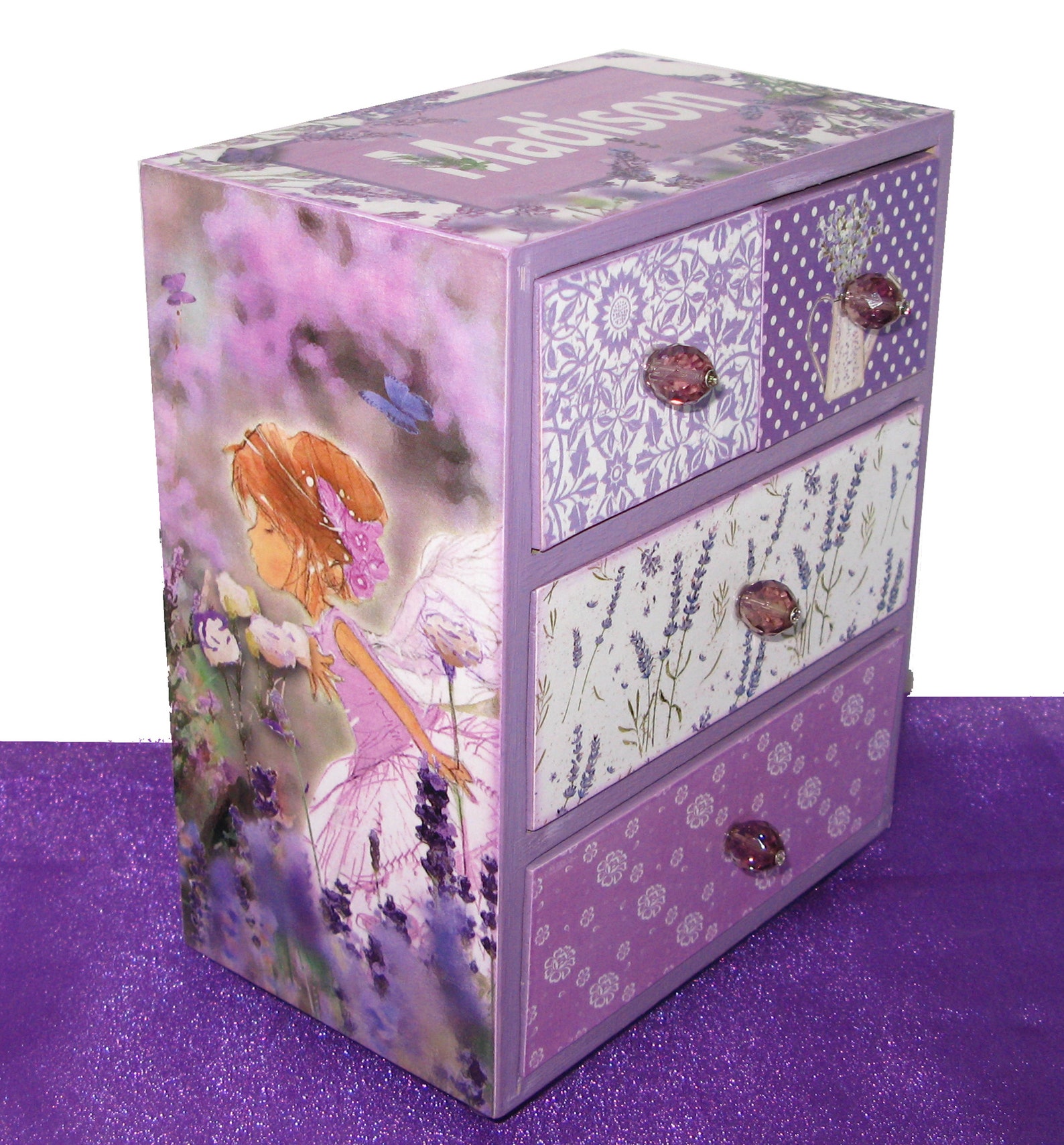 Personalized Girls Wood Jewelry Box Lavender or Etsy