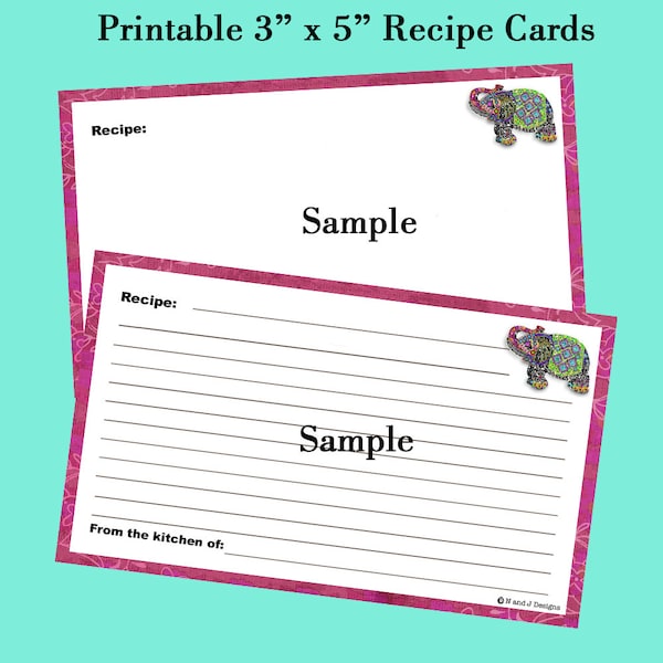 Recipe Card Printable and Editable 3 x 5  Exotic Spice Coordinates with Exotic Spice Recipe Box Digital Sheet Instant Download