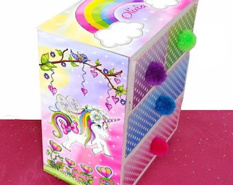 Rainbow Unicorn Girls Personalized Jewelry Box