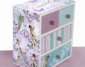 Girls Jewelry Box Personalized Fairy Dust Lavender and Aqua