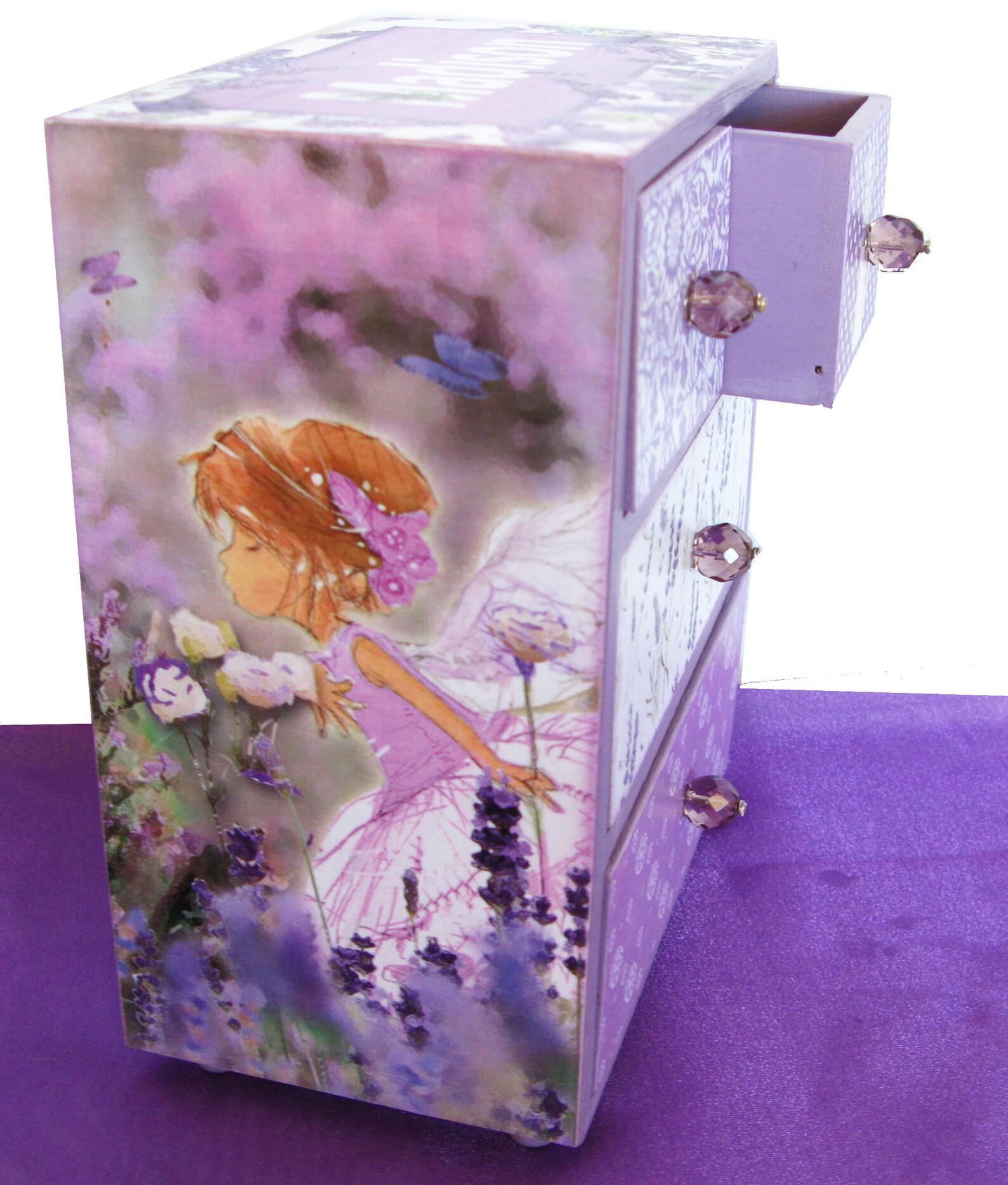 Personalized Girls Wood Jewelry Box Lavender or Etsy