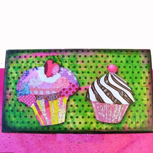 Recipe Box Personalized Wooden Hot Pink and Lime Green Cupcake Craze Anniversary, wedding, housewarming, newlywed, gift for her image 3