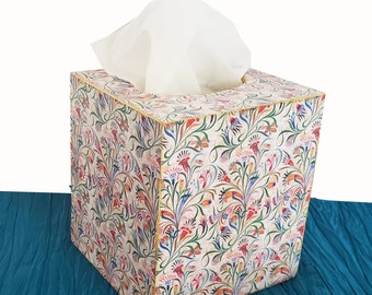 Boîte à mouchoirs florentine italienne en bois avec bordures en or 24 carats