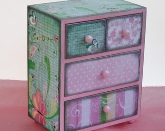 Girls Jewelry Box Shabby Pink Chic Chest Wooden Personalized Kid Children