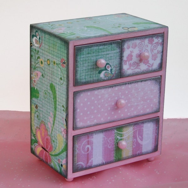 Girls Jewelry Box Shabby Pink Chic Chest Wooden Personalized