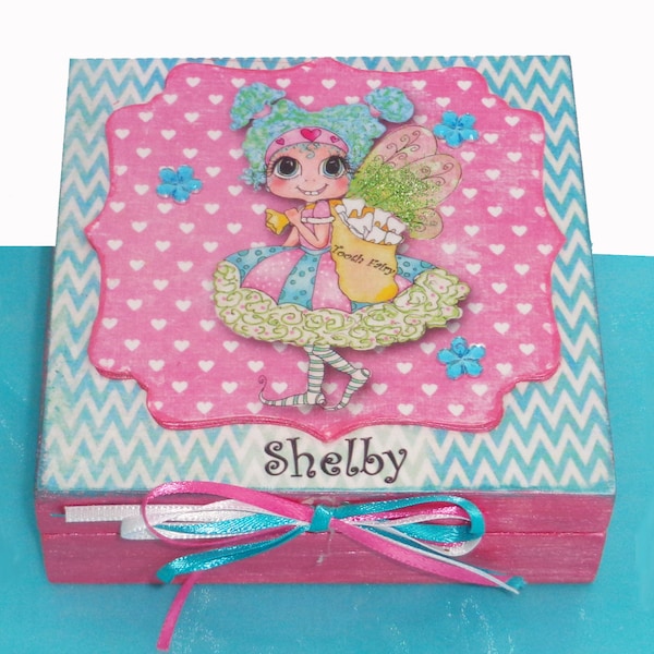 Tooth Fairy Box Pillow Personalized Big Eye Girl Fairy