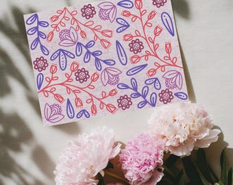 Levendig herhalend patroon bloemenkaart, instant digitale download