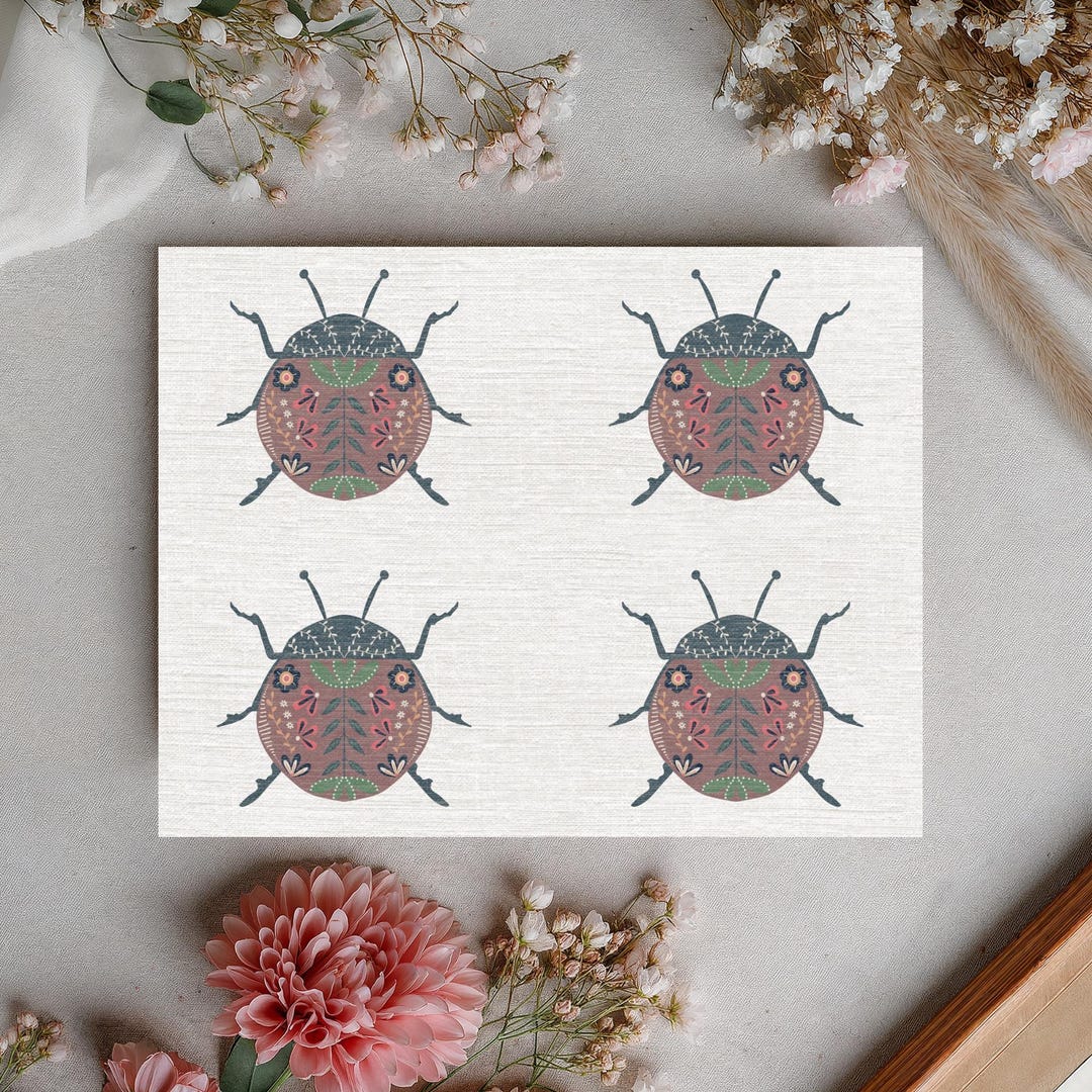 Bug Greeting Card, Beetle Pattern, Any Occasion (digital Card ...
