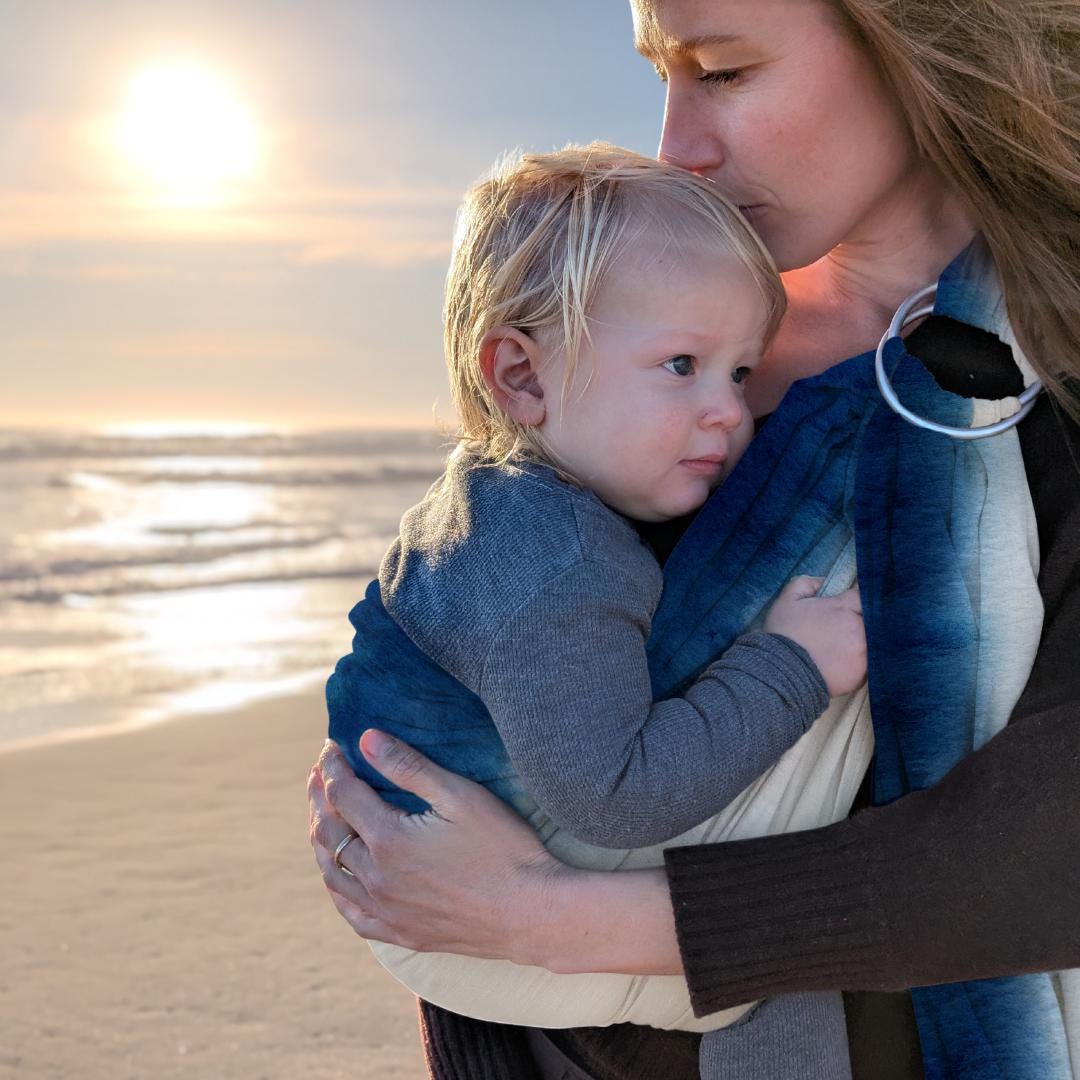 Bio Hanf & Eukalyptus Baby Tragetuch - Boho Tragetuch für Neugeborene bis Kleinkinder (Indigo Ocean)