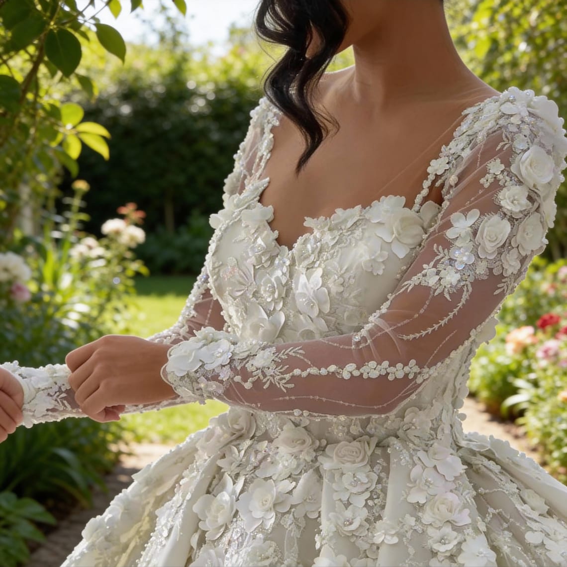 Lace Ball Gown Wedding Dress Long Sleeve Floral Bridal Gown Romantic lace-ball-gown-wedding-dress-long-sleeve-floral-bridal-gown-romantic